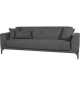 Canapé convertible 3 places  - HENRY - Tissu gris clair - 3 coussins - coffre de rangement -  234 x 85 x 84 cm