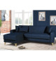 Canapé d'angle convertible réversible - 3 / 4 personnes - OMEGA - Tissu bleu foncé - Coffre - 3 coussins - 225 x 81/151 x 84 cm
