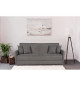 Canapé convertible 3 places - BIANCA - Tissu taupe - 4 coussins - Coffre de rangement -  204 x 92 x 91 cm