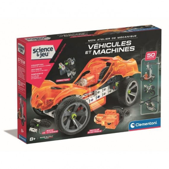 CLEMENTONI - Véhicules et machines - 50 constructions - Manuel illustré et application pour visualisation 3D - Fabriqué en It…