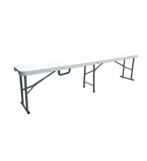 Banc pliable pour table de réception 180 cm -  Structure acier et assise  Polyéthylene PEHD - Blanc