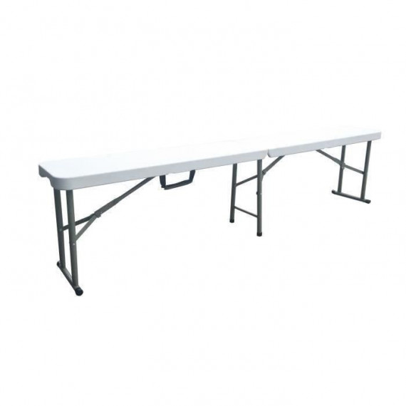 Banc pliable pour table de réception 180 cm -  Structure acier et assise  Polyéthylene PEHD - Blanc