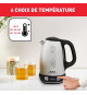 TEFAL Bouilloire électrique 1,7 L, 2400 W, 7 températures réglables, Maintien au chaud 60 min, Inox, Express Control KI240D10