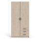 Armoire VEGA - Décor Gris anthracite - 2 portes + 3 tiroirs -  L 98,5 x P 49,6 x H 200,4 cm - TVILUM