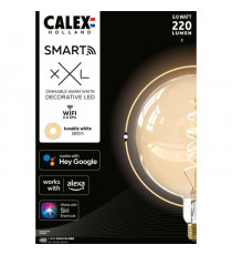 Ampoule LED E27 - CALEX - G200 SMART GLOBE - Simple filament spirale - 5 W - 220 lm - 1800 K - Intensité variable - Or