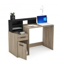 Bureau avec rangements - DELPHI - Chene/noir - L126,2 x P59.8 x H93.5cm - DEMEYERE