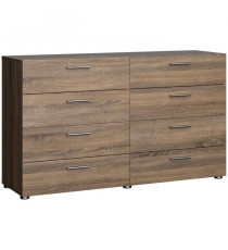 Commode  NASH 8 tiroirs - Décor Noir et Chene truffe - L 140 x P 40 x H 82 cm - TVILUM