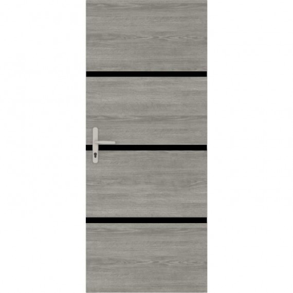 Kit de Rénovation de Porte - NORDLINGER PRO - 4 Feuilles 85 x 50 cm & 3 Profils Noirs 85 x 2 cm - Chene Greige