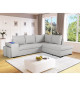 Canapé d'angle convertible réversible 4 places MITCHELL - Tissu Gris - L 247 x P 91 x H 205 cm - Coffre de rangement