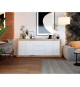 Buffet Mélamine chene rustique et blanc mat - 4 portes et 3 tiroirs STONE