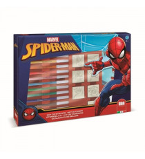 Coffret de tampons - MULTIPRINT - 4817 - Spiderman - 7 tampons bois et latex, 12 feutres Giotto, regle, album coloriage