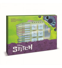Coffret de tampons - MULTIPRINT - 4134 - Stitch - 7 tampons bois et latex, 12 feutres Giotto, regle, album coloriage