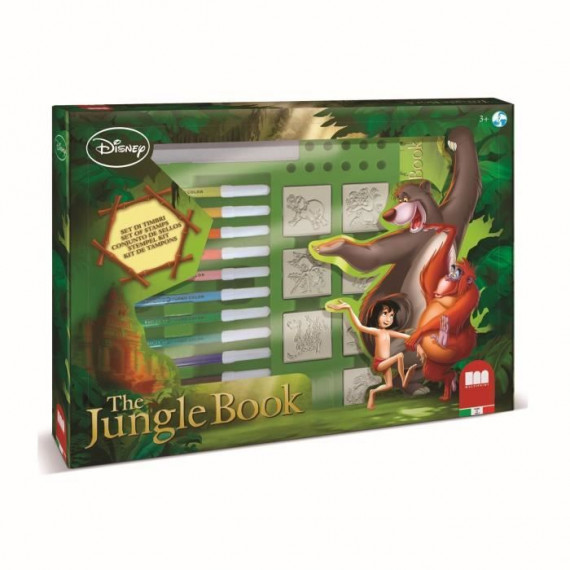 Coffret de tampons - MULTIPRINT - 4772 - Le Livre de la Jungle - 7 tampons bois et latex, 12 feutres Giotto, regle, album col…