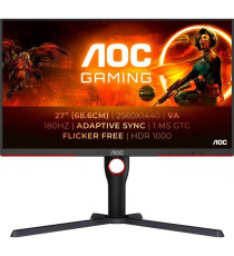 Écran PC - AOC - Q27G3XMN - 27 QHD - MiniLED - 180Hz - 1ms - Ajustable en hauteur - 2 HDMI 1 DP -  Adaptive Sync - Noir