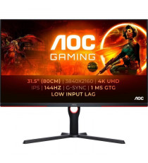 Écran PC - AOC - U32G3X - 32 UHD 4K - Dalle IPS - 144Hz - 1ms - Ajustable en hauteur - 2 HDMI 2 DP - Adaptive Sync - Noir
