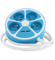 Multiprise design circulaire - CHACON -  4X16 A - Cordon 1,5 m - Avec 2 USB-A + Interrupteur - Bleu