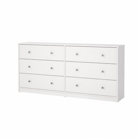 Commode OREGON 2x 3 tiroirs - Décor blanc - L 143 x P 30 x H 68 cm - TVILUM