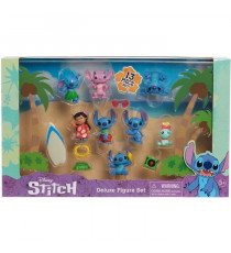 Figurines et accessoires - LICENCE /STITCH - Coffret Deluxe - 13 figurines et accessoires, Stitch dans 5 poses, planche de surf