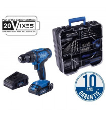 Perceuse Visseuse sans fil 20V IXES + 1 batterie 2 Ah, chargeur, coffret comprenant 74 accessoires - C-DTB74/1-X