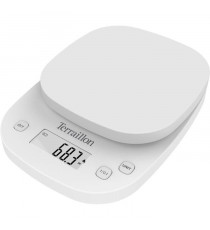 TERRAILLON 14526 - Balance culinaire éléctronique de précision - 2kg - Affichage LCD - 13x12,5x1,2 - Fonction Tare - Blanche