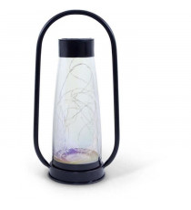 Lanterne solaire - GARDEN ID Noir - Ø18 H34 cm - Batterie AAA - Autonomie 6-8h - Poignée pratique.