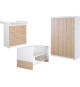 Chambre bébé complete - Lit évolutif 70 X 140 cm + Commode a langer + Armoire 3 portes - ROBA - Bicolore blanc / décor chene …