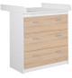 Chambre bébé complete - Lit évolutif 70 X 140 cm + Commode a langer + Armoire 3 portes - ROBA - Bicolore blanc / décor chene …