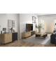 Ensemble meuble TV, table basse et buffet bas - TRUST - Chene / Noir - GAMI