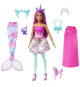 Barbie Coffret Poupée Il Était Une Fois Transformable en Sirene Ou Royal, Bébé Dragon Et Licorne, a partir de 3 Ans, HLC28