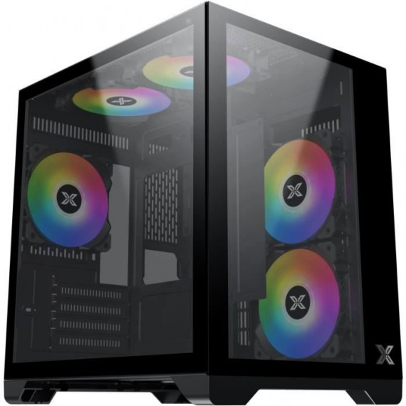 Boîtier PC Cube sans alim - XIGMATEK Aqua M (Noir) - Micro ATX/Mini-ITX - 5x120mm A-RGB - USB 3.0 - Verre trempé