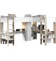 Lit double mezzanine combiné enfant ALEXANDRA avec 2 bureaux et rangements - 2x90x200 cm - Blanc/Chene - Sommiers inclus - PA…