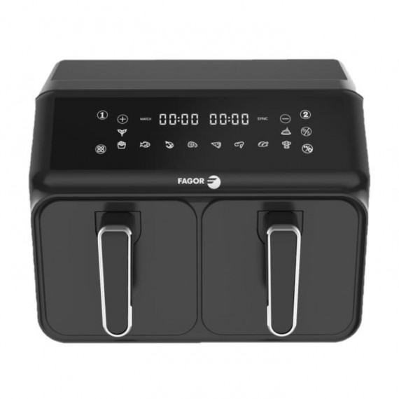 Friteuse sans huile - FAGOR - Airfryer 2 cuves de 4L - 2200W - 8 programmes - Noir