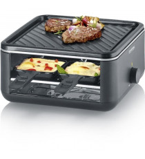 Raclette Gril - SEVERIN - RG2360 - 4 pers. - Compacte - Plaque 24 x 24 cm - Inclus 4 Poelons et spatules - Noir