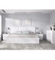 Ensemble tete de lit en 3 parties + 2 tables de nuit avec 2 tiroirs - HAVANA - Blanc - 256,8 x 34,2 x 96 cm