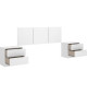 Ensemble tete de lit en 3 parties + 2 tables de nuit avec 2 tiroirs - HAVANA - Blanc - 256,8 x 34,2 x 96 cm