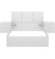 Ensemble structure de lit + tete de lit en 3 parties et 2 tables de nuit avec 2 tiroirs - HAVANA - 160 x 200 cm - Blanc