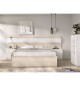 Ensemble structure de lit + tete de lit et 2 tables de nuit - NIZA - 140 x 190 cm - Chene naturel / Blanc
