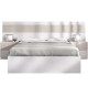 Ensemble structure de lit + tete de lit et 2 tables de nuit avec 2 tiroirs - BIANCA - 140 x 190 cm - Blanc / Bois