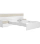 Ensemble structure de lit + tete de lit et 2 tables de nuit avec 2 tiroirs - BIANCA - 160 x 200 cm - Blanc / Bois