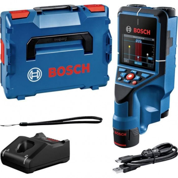 Détecteur mural Bosch Professional D-Tect 200 C avec 1 batterie 12V 2,0Ah, chargeur, câble USB-C, dragonne, en L-Boxx - 06010…