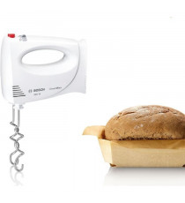 Batteur - BOSCH - MFQ3030 - 350 W - 4 vitesses - Touche Pulse - 2 crochets + 2 fouets inox - Blanc