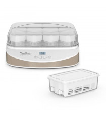 MOULINEX Yaourtiere 12 pots verre 200 ml + bac a fromage blanc 1 L, Arret automatique, Utilisation facile, Yaourts maison YG2…
