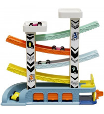 Circuit Automobile - TOP BRIGHT - 4 Voitures de Course - 4 Rampes - 2 Niveaux de Parking - Station-Service