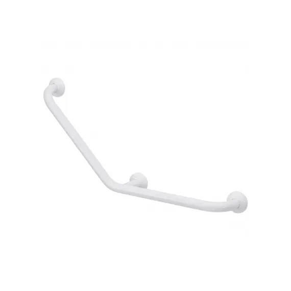 BARRE D'APPUI COUDEE 135° Ø30 L40 3 POINTS DE FIXATION ALU+ EPOXY BLANC VIS CACHEES