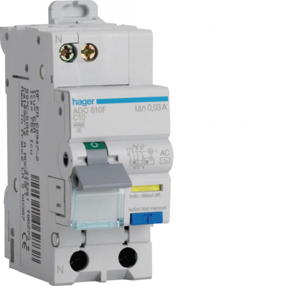 DISJ DIFFERENTIEL 1P+N 4.5-6KA COURBE C 10A 30MA TYPE AC