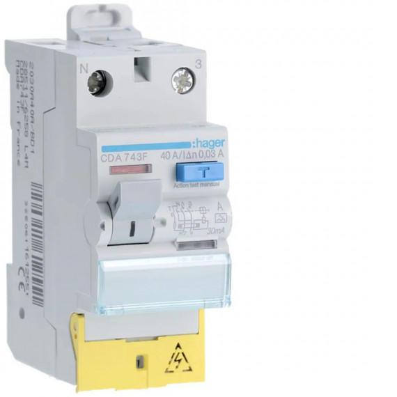 INTERRUPTEUR DIFFERENTIEL 2P 40A 30MA TYPE A A BORNES DECALEES