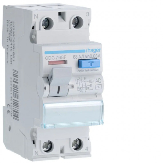 INTERRUPTEUR DIFFERENTIEL 2P 6 3A 30MA TYPE AC