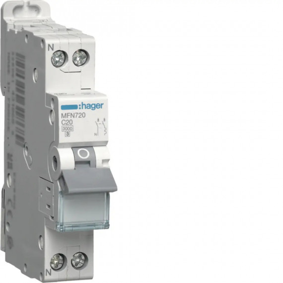DISJONCTEUR 1P+N 3KA C-20A 1 MODULE