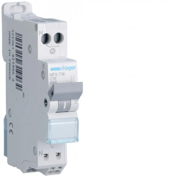 DISJONCTEUR 1P+N 3KA C-16A CONNEXION SANVIS 1 MODULE