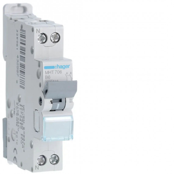 DISJONCTEUR 1P+N 4.5-6KA COURB E B 6A 1MODULE